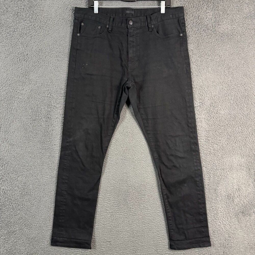 Uniqlo Selvedge Jeans Mens 36x32 Black Slim Fit Stretch Denim Casual Pants